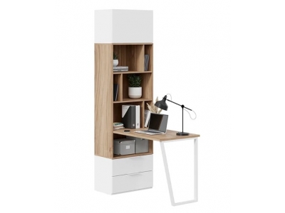 Шкаф комбинированный Порто со столом 366 Исп.2 (Белый Жемчуг, Яблоня Беллуно, Белый софт)